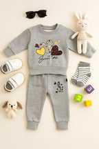 Sweet Time Grey Fleece Tracksuit for Kids