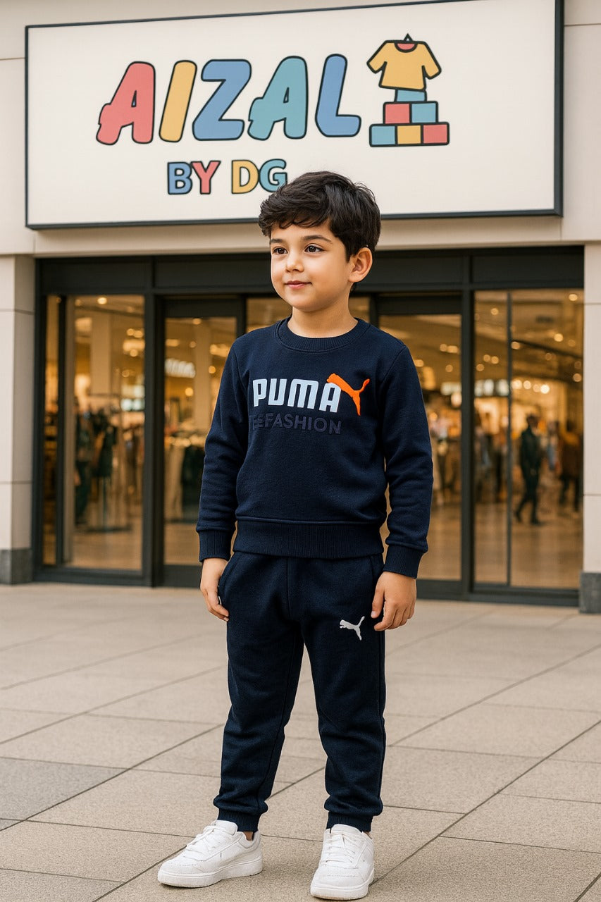 Navy Blue Puma Fashion Fleece Tracksuit for Kids