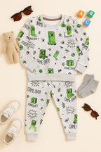 Minecraft Game Over Printed Fleece Tracksuit for Kids