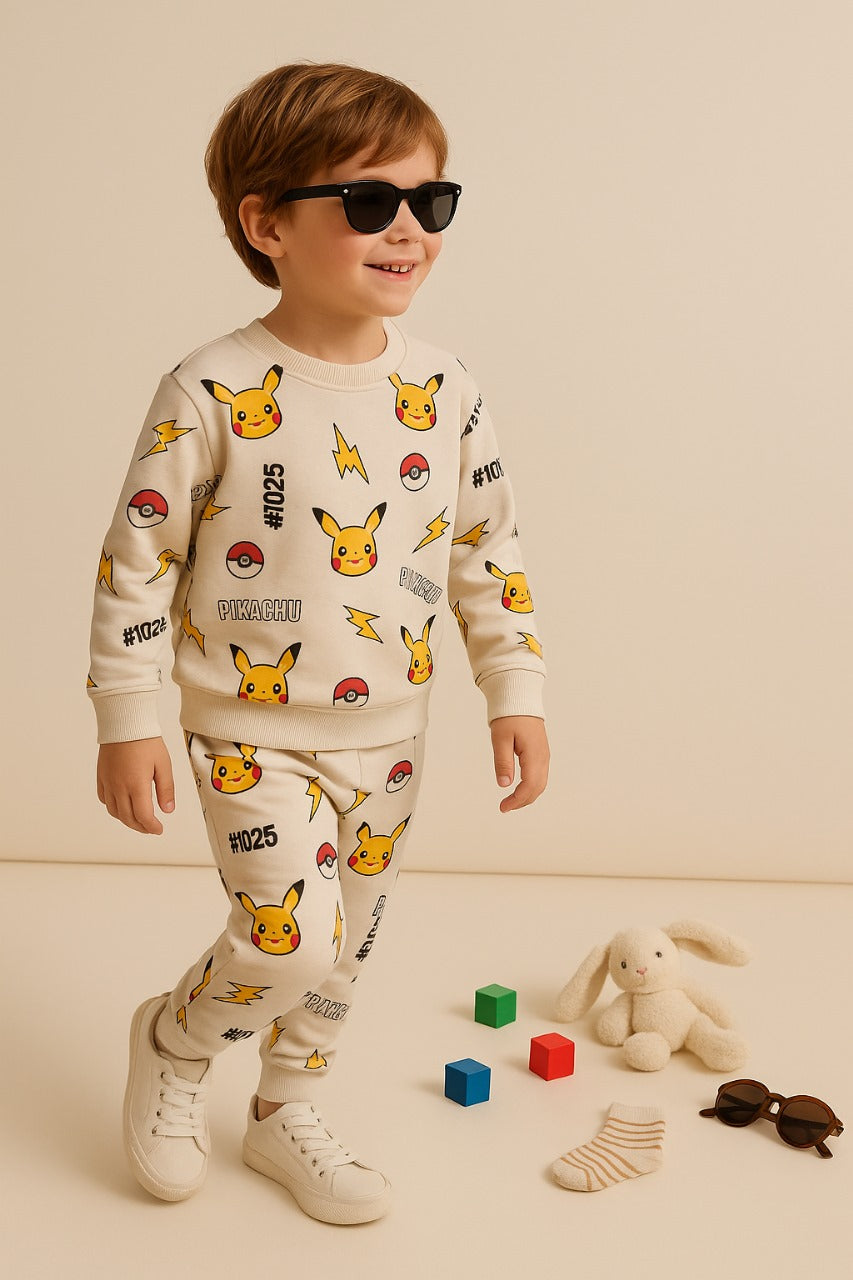 Pikachu Printed Fleece Tracksuit for Kids