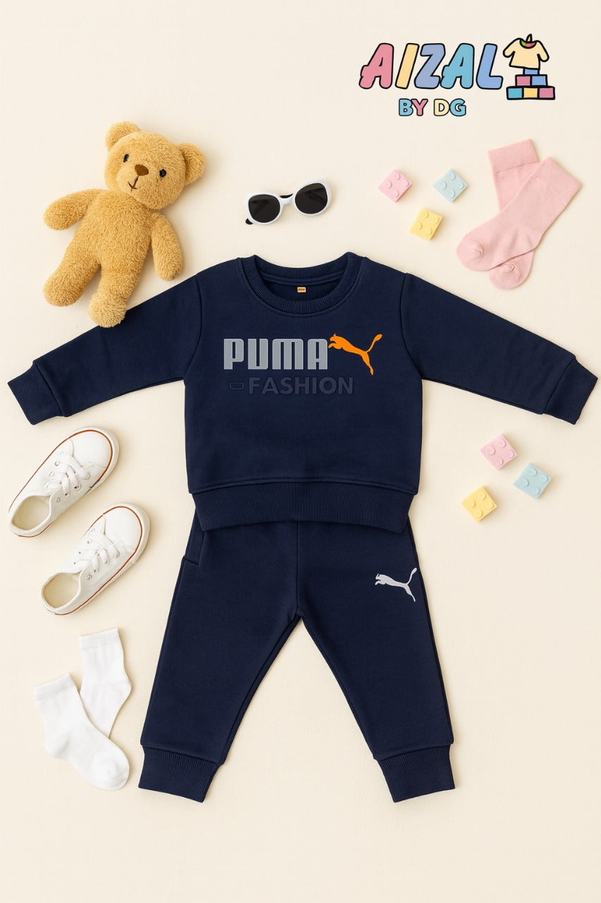 Navy Blue Puma Fashion Fleece Tracksuit for Kids